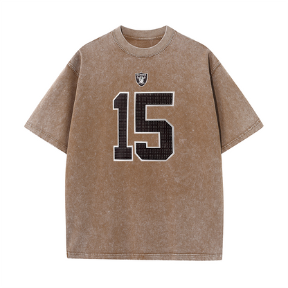 Vegas Vintage Washed Player Style Graphic T-Shirt