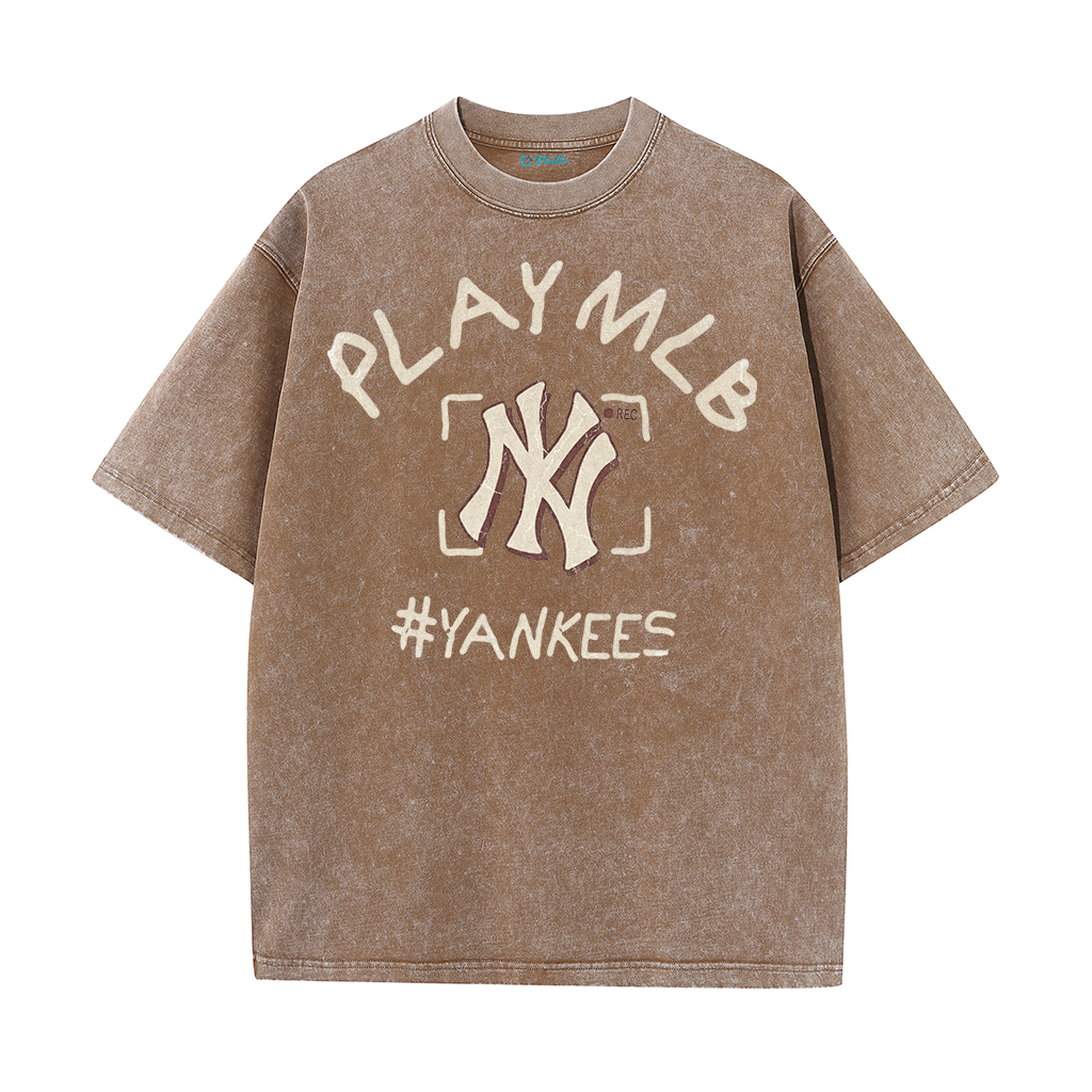 New York Style #Yankees Inspired Play MLB Distressed T-Shirt