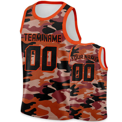 Custom Camo Black-Orange Authentic Salute To Service Basketball Jersey