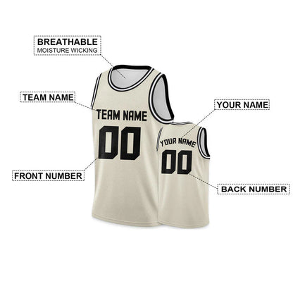 Custom Cream Black Authentic Basketball Jersey