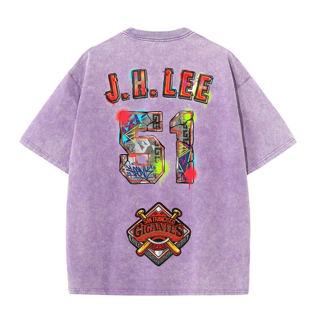 Graffiti Number Graphic Washed T-Shirt – Double-Sided Vintage Streetwear Cotton Tee