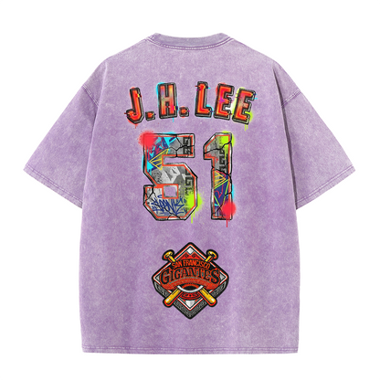 Graffiti Number Graphic Washed T-Shirt – Double-Sided Vintage Streetwear Cotton Tee