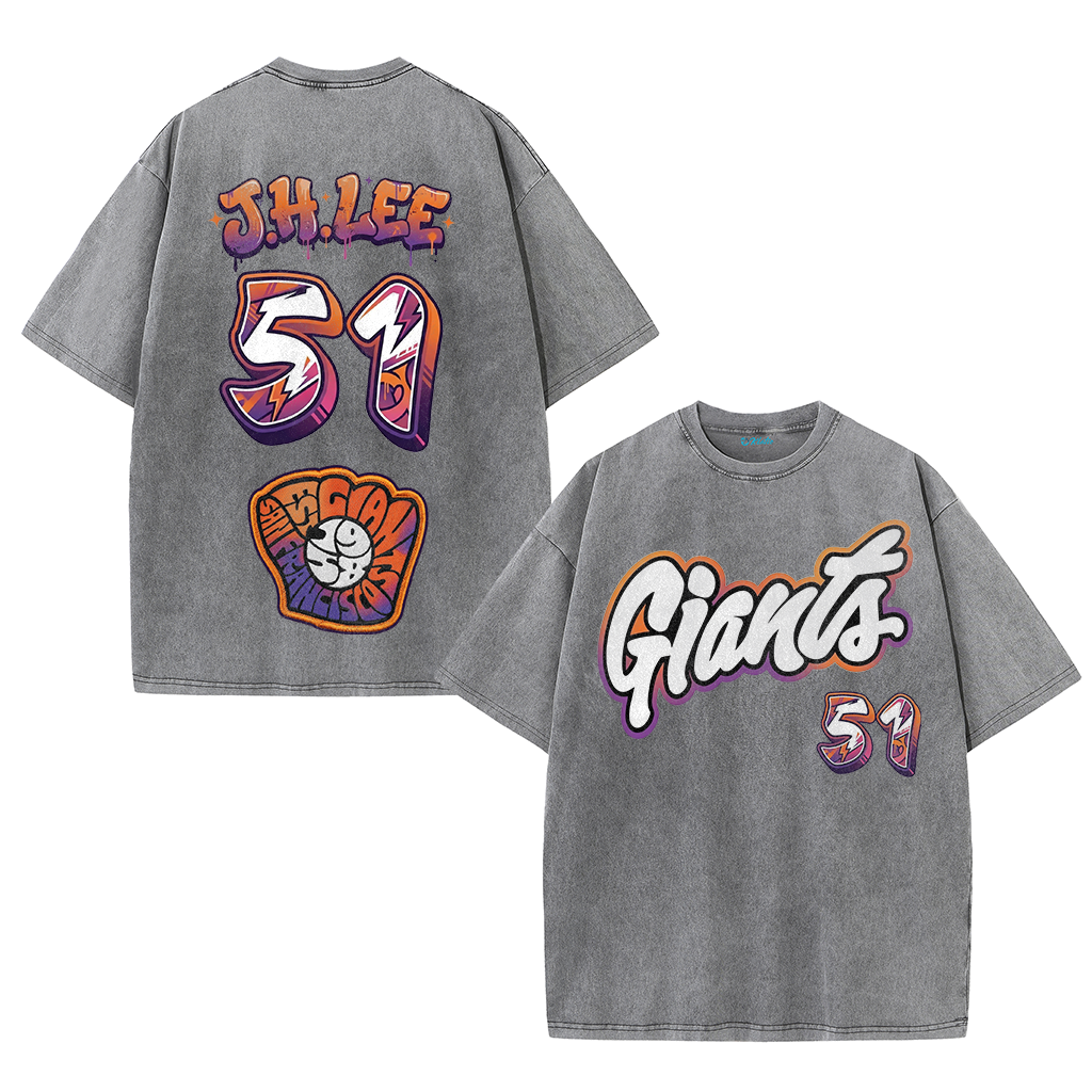 Retro Number Print Washed T-Shirt – Urban Graphic Streetwear Tee