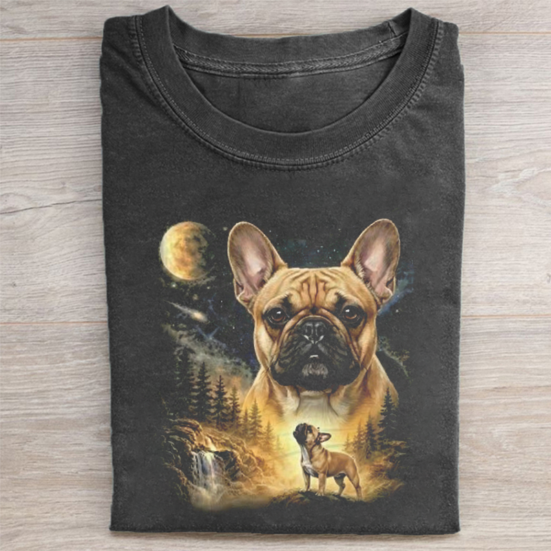 French Bulldog Howling to The Moon Vintage T-shirt
