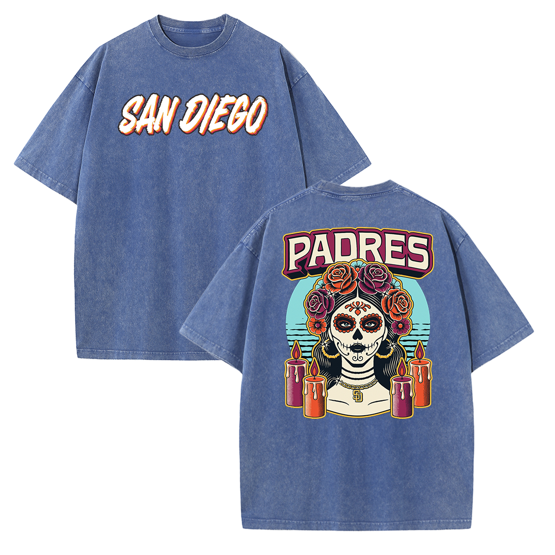 San Diego Skull Rose Graphic T Shirt