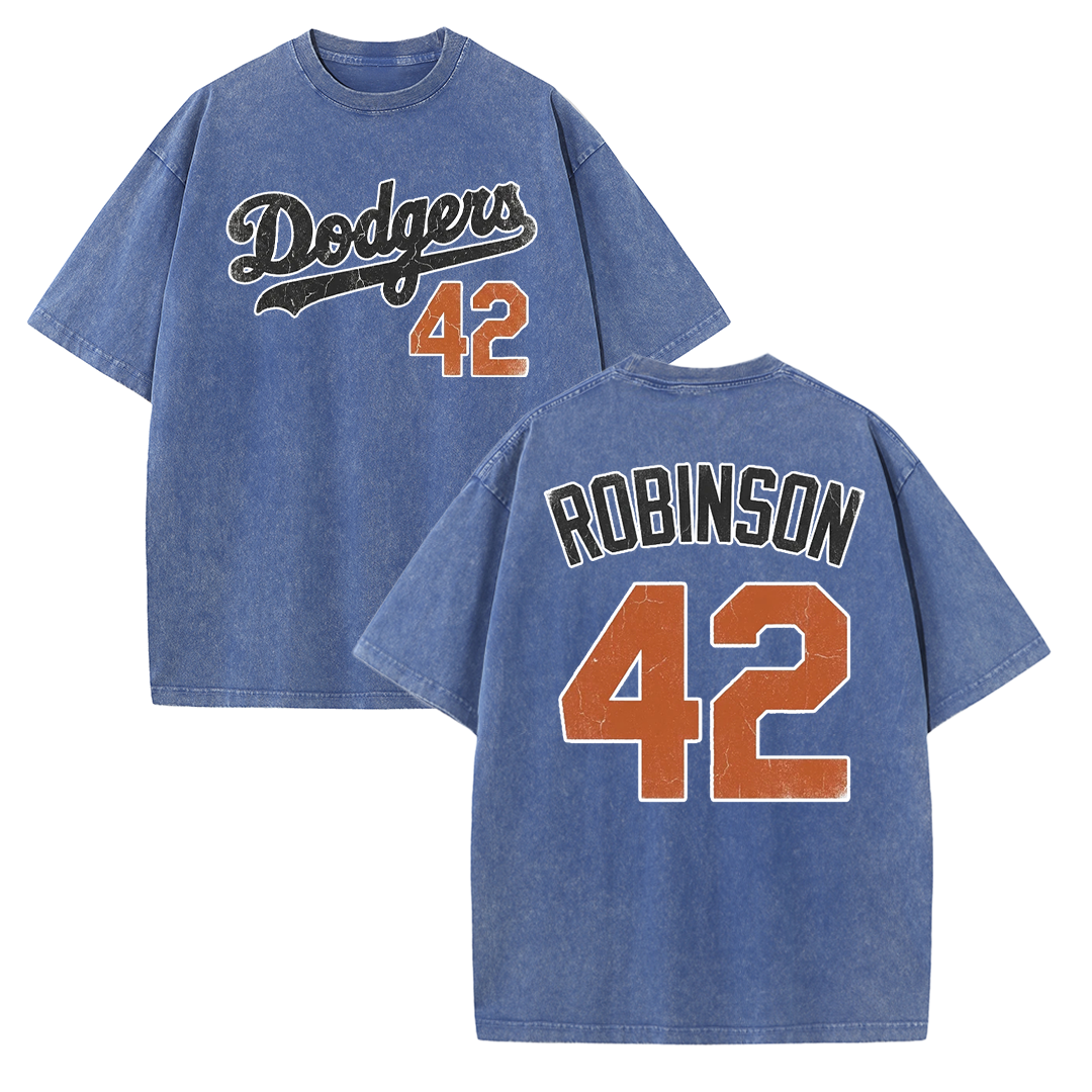 LA 42 Vintage Number Graphic Baseball T Shirt