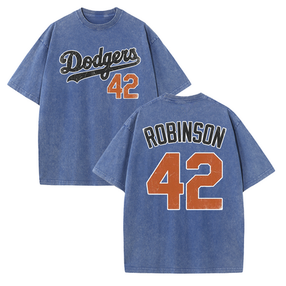 LA 42 Vintage Number Graphic Baseball T Shirt
