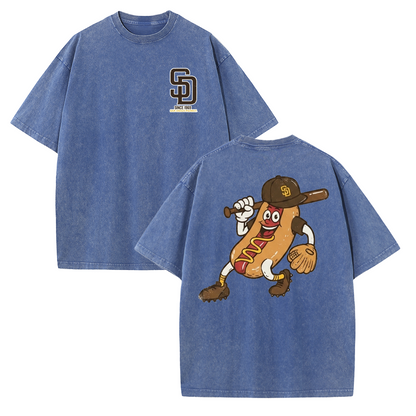 San Diego Cartoon Baseball Hotdog Vintage Style T Shirt