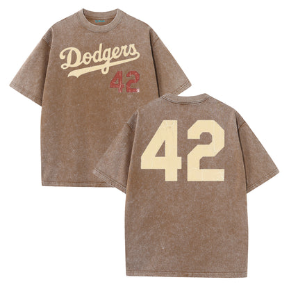 Retro Distressed Los Angeles Style Baseball Graphic Washed Cotton T-Shirt