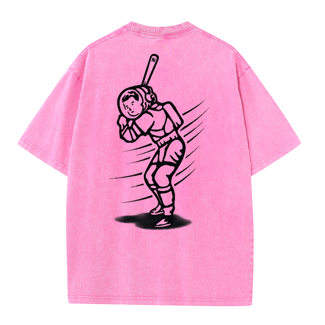 New York Inspired Space Baseball Player Retro Distressed T-Shirt