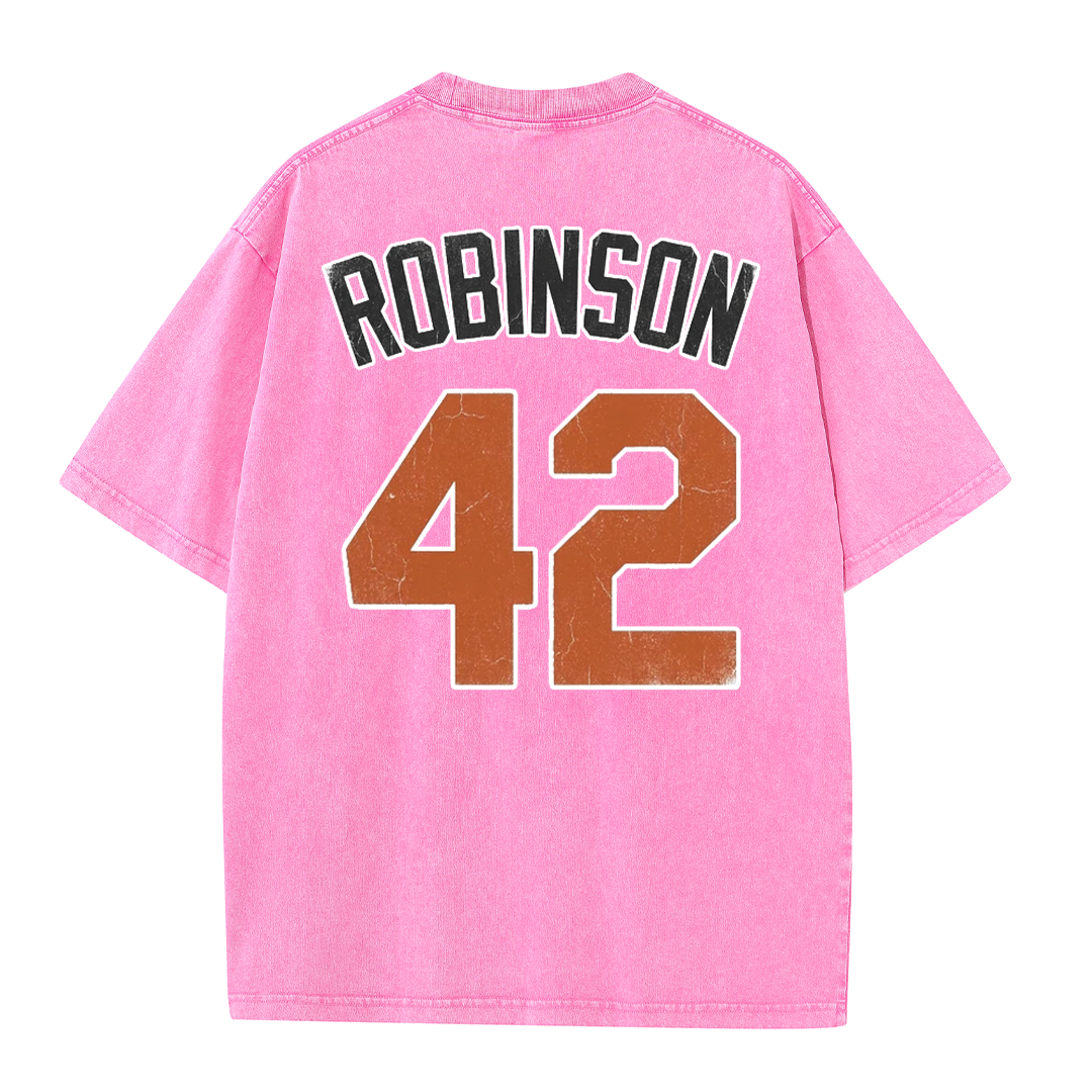 LA 42 Vintage Number Graphic Baseball T Shirt