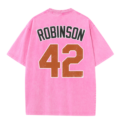 LA 42 Vintage Number Graphic Baseball T Shirt
