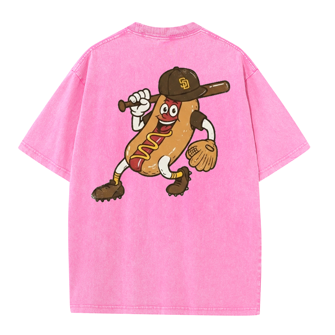 San Diego Cartoon Baseball Hotdog Vintage Style T Shirt