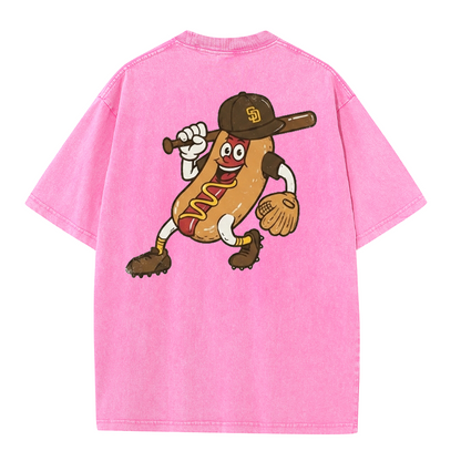 San Diego Cartoon Baseball Hotdog Vintage Style T Shirt