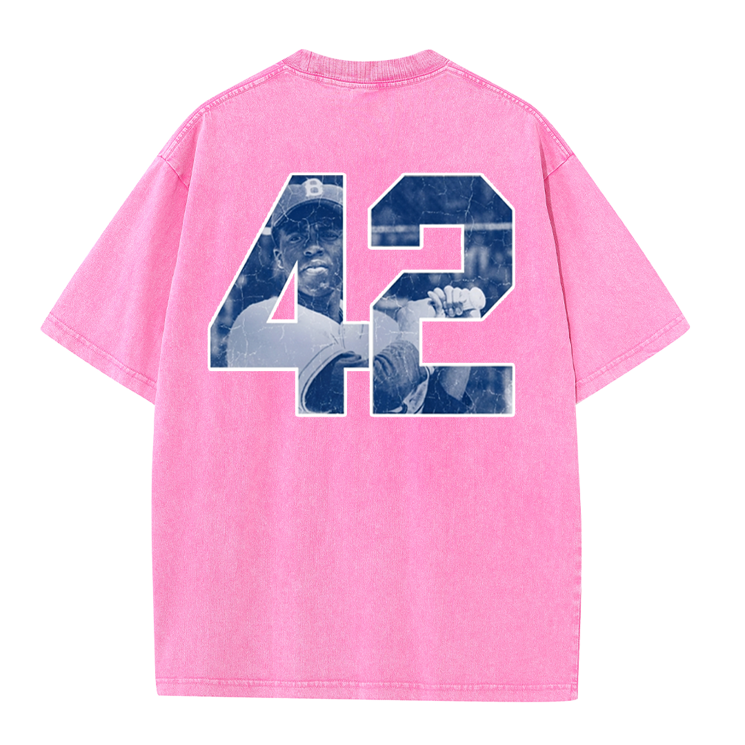 Vintage Washed LA Blue Script 42 Player Graphic T Shirt