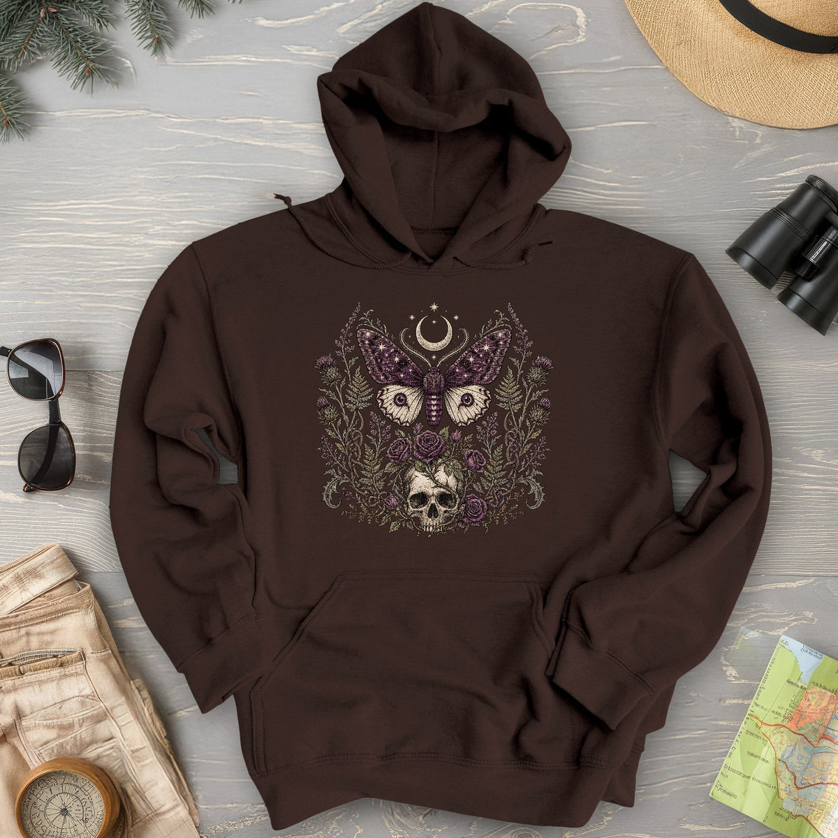 Gothic Thistle Moth Hoodie