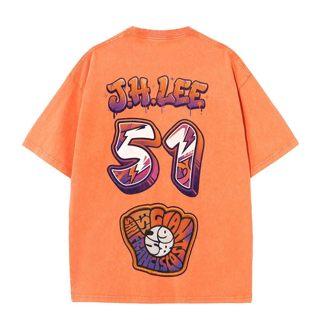 Retro Number Print Washed T-Shirt – Urban Graphic Streetwear Tee