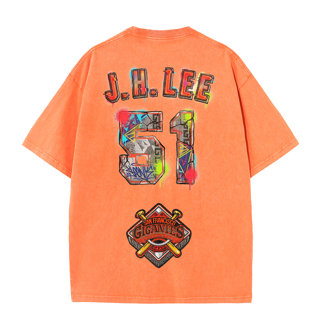 Graffiti Number Graphic Washed T-Shirt – Double-Sided Vintage Streetwear Cotton Tee