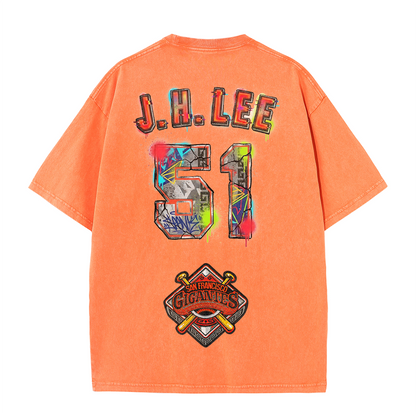 Graffiti Number Graphic Washed T-Shirt – Double-Sided Vintage Streetwear Cotton Tee