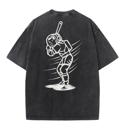 New York Inspired Space Baseball Player Retro Distressed T-Shirt