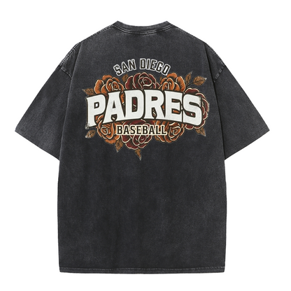 San Diego Floral Script Baseball Graphic Vintage Washed T Shirt