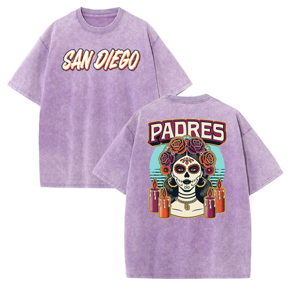 San Diego Skull Rose Graphic T Shirt