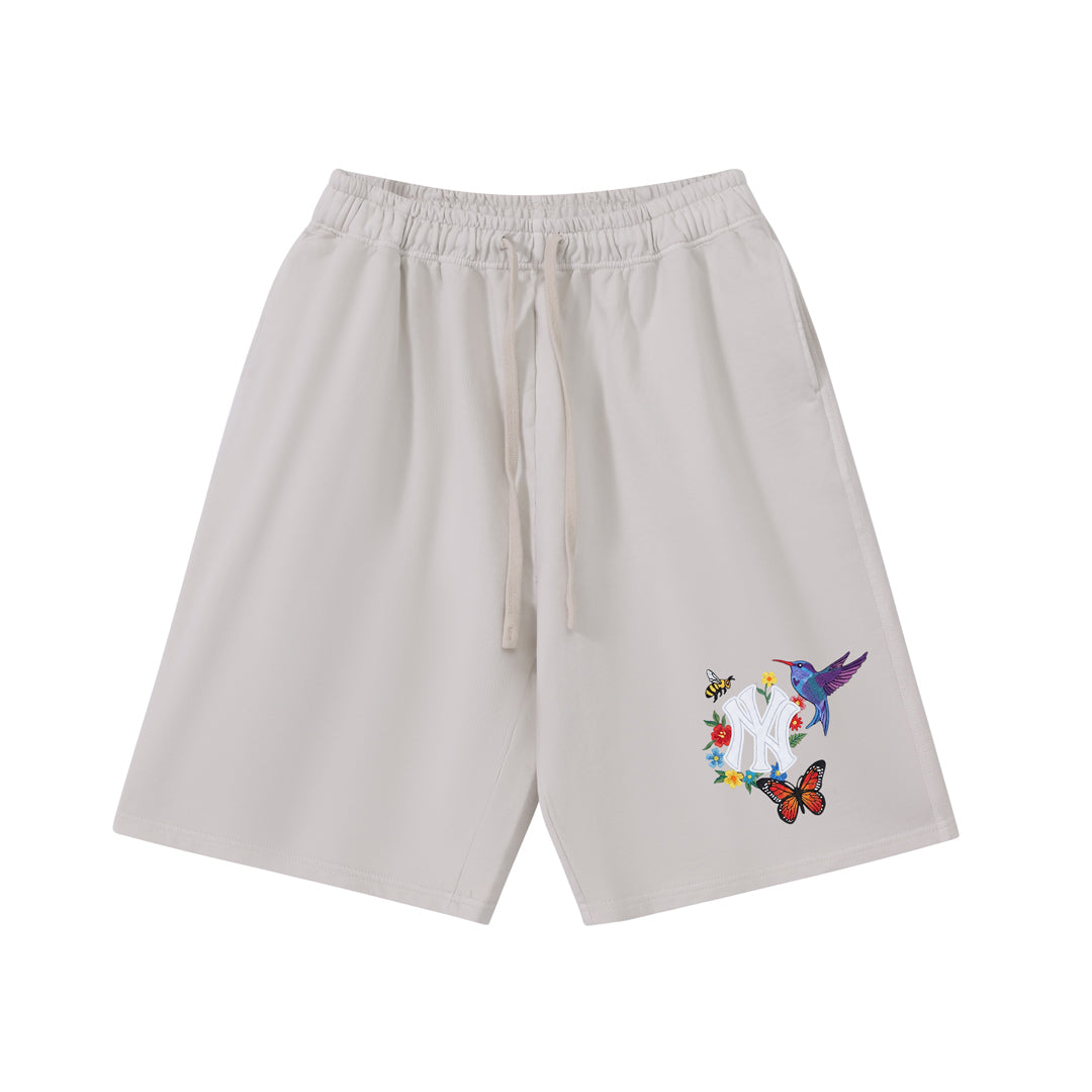 New York Floral Bird Graphic Shorts