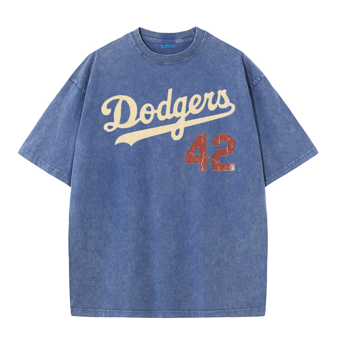 Retro Distressed Los Angeles Style Baseball Graphic Washed Cotton T-Shirt