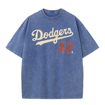 Retro Distressed Los Angeles Style Baseball Graphic Washed Cotton T-Shirt