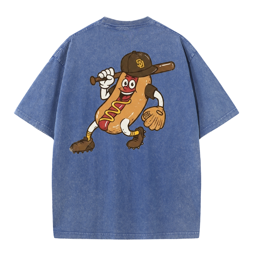 San Diego Cartoon Baseball Hotdog Vintage Style T Shirt