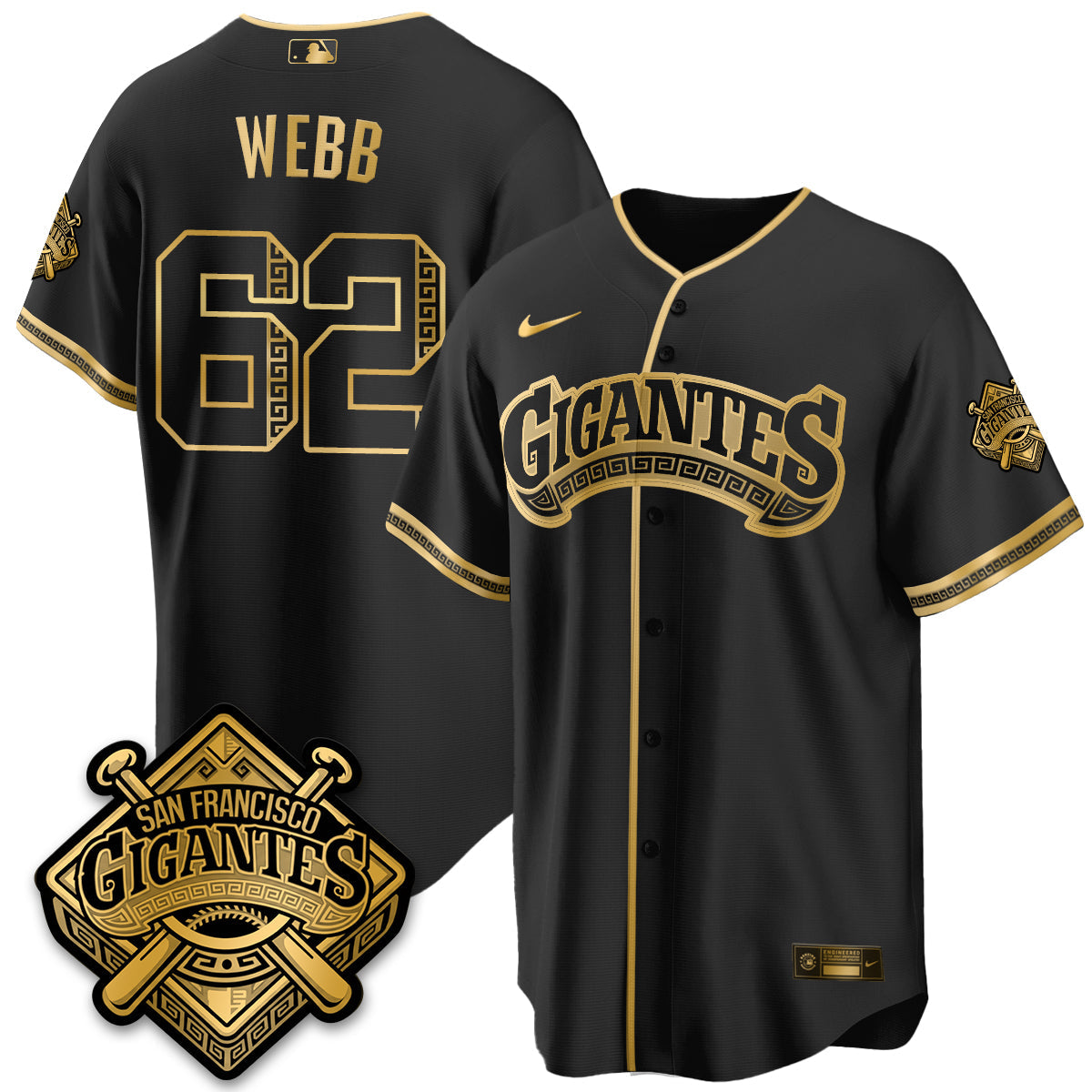 SF 2026 Baseball Jersey – Black & Gold Championship Edition – All Stitched