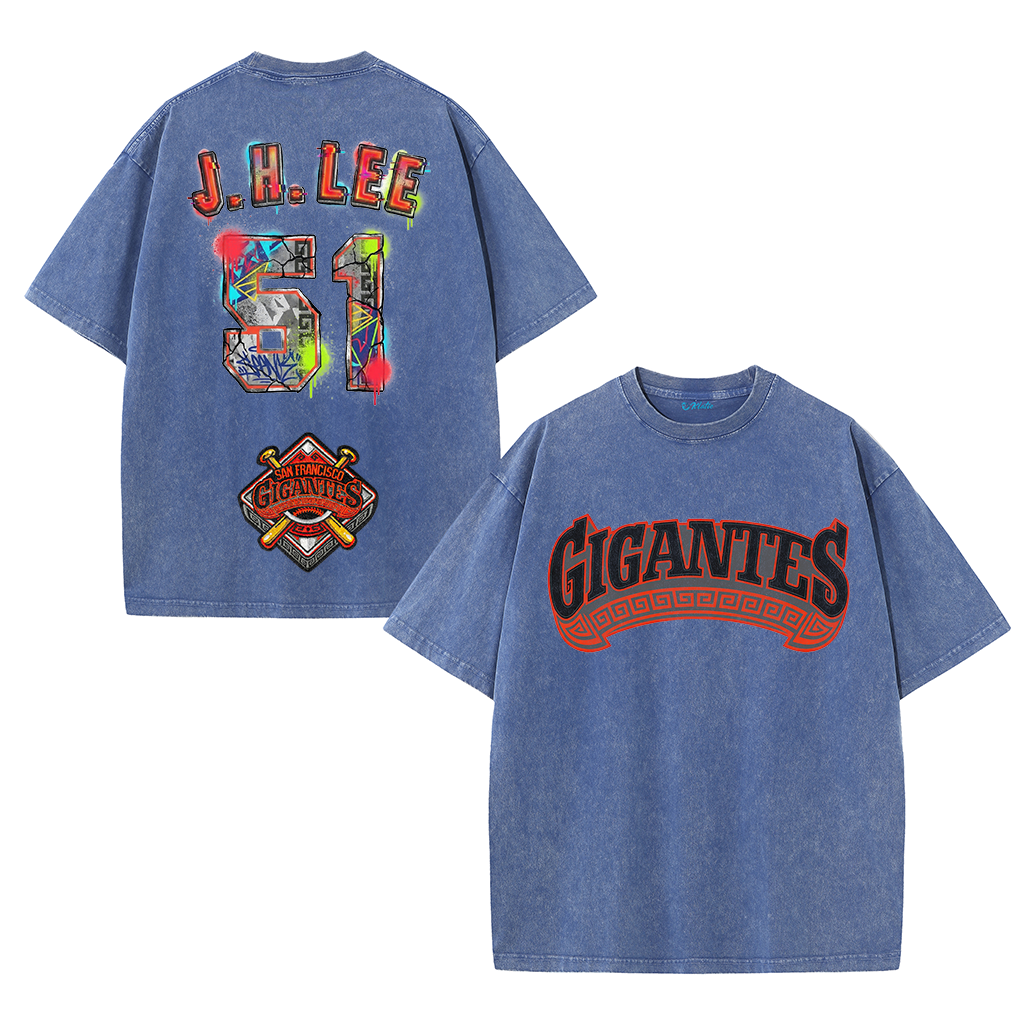 Graffiti Number Graphic Washed T-Shirt – Double-Sided Vintage Streetwear Cotton Tee
