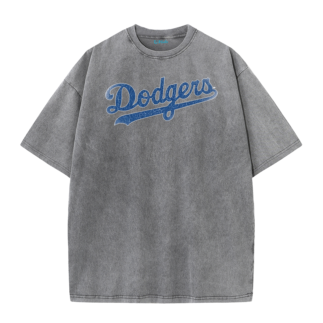 Retro LA Lettering Tee – Distressed 17 Number Back Graphic Washed T-Shirt