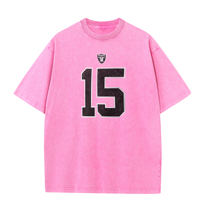 Vegas Vintage Washed Player Style Graphic T-Shirt