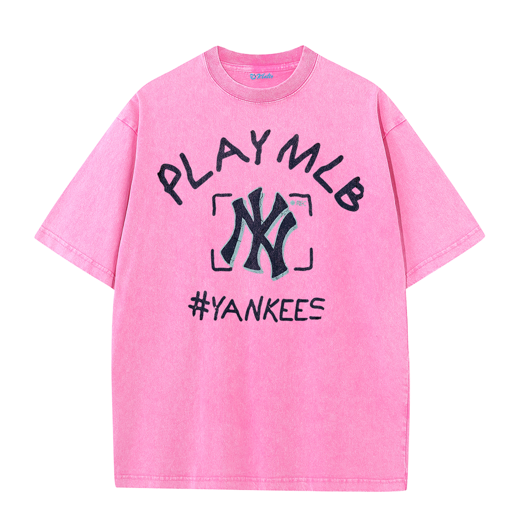 New York Style #Yankees Inspired Play MLB Distressed T-Shirt