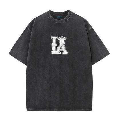LA Letter Graphic Vintage Washed T-Shirt – Los Angeles Streetwear Unisex Tee