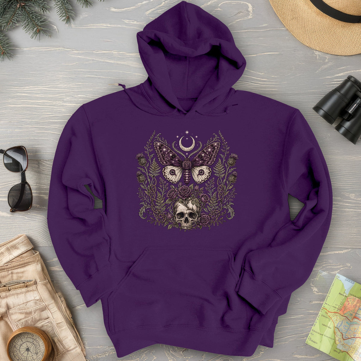 Gothic Thistle Moth Hoodie