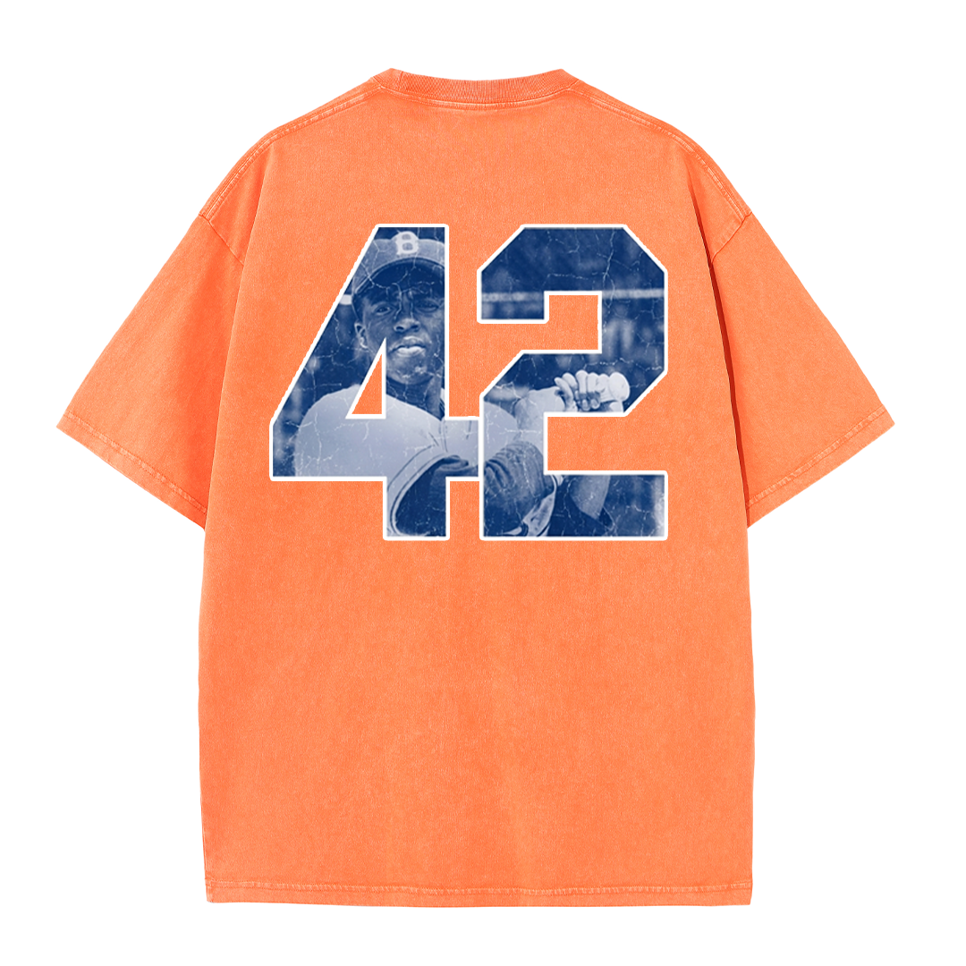 Vintage Washed LA Blue Script 42 Player Graphic T Shirt