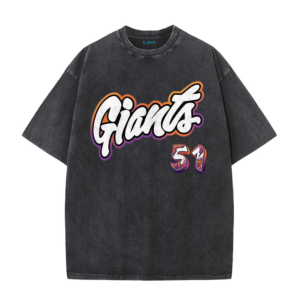 Retro Number Print Washed T-Shirt – Urban Graphic Streetwear Tee