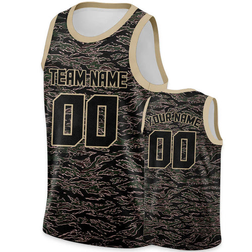 Custom Camo Black-Cream Authentic Salute To Service Basketball Jersey-2