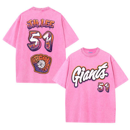 Retro Number Print Washed T-Shirt – Urban Graphic Streetwear Tee