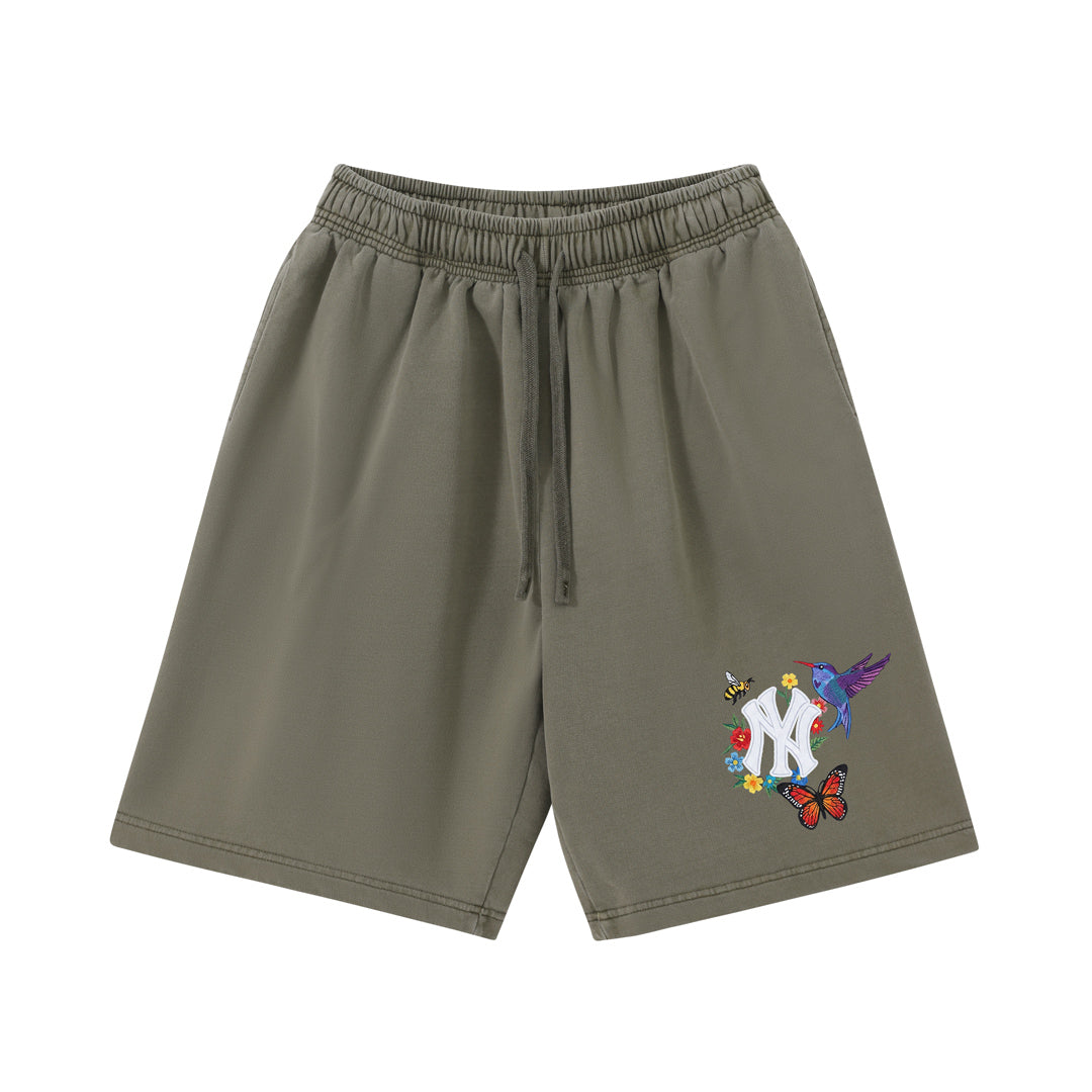 New York Floral Bird Graphic Shorts