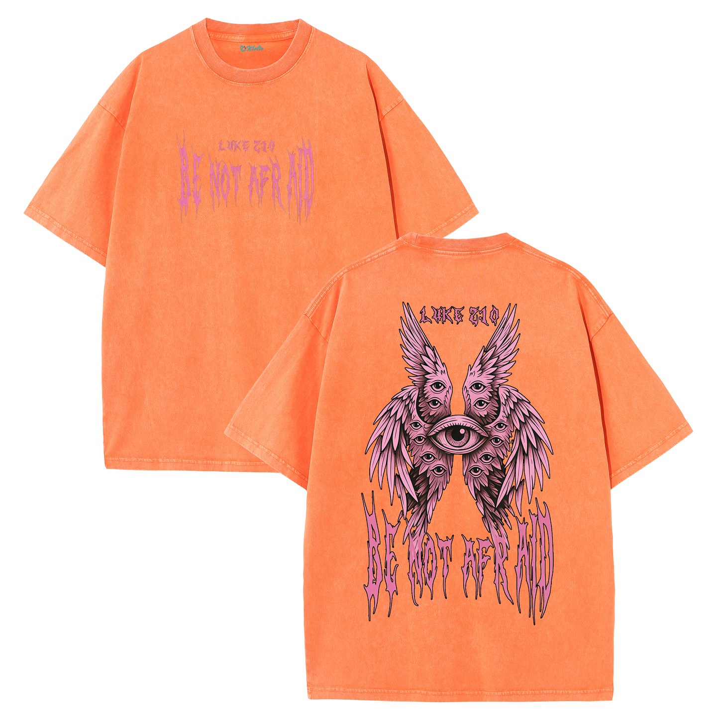 Fear Not Seraphim Vintage Washed T-Shirt – Six-Wing Angel Faith Graphic Oversized Tee