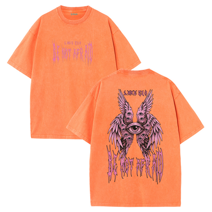 Fear Not Seraphim Vintage Washed T-Shirt – Six-Wing Angel Faith Graphic Oversized Tee