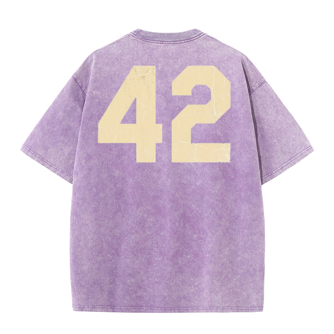 Retro Distressed Los Angeles Style Baseball Graphic Washed Cotton T-Shirt