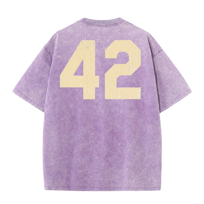 Retro Distressed Los Angeles Style Baseball Graphic Washed Cotton T-Shirt