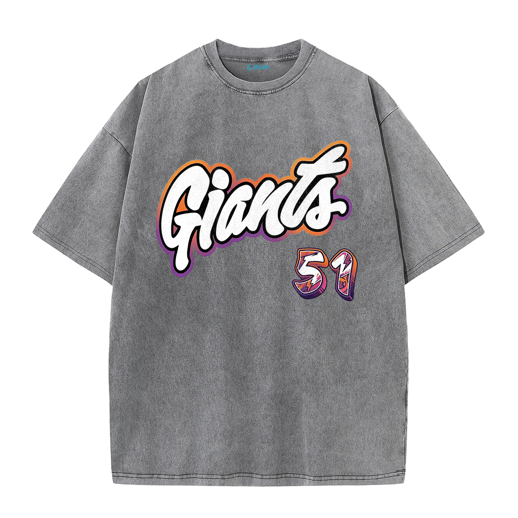 Retro Number Print Washed T-Shirt – Urban Graphic Streetwear Tee