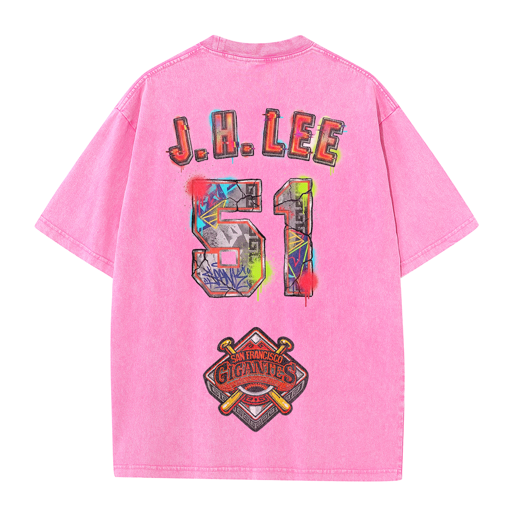 Graffiti Number Graphic Washed T-Shirt – Double-Sided Vintage Streetwear Cotton Tee