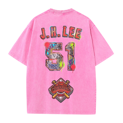 Graffiti Number Graphic Washed T-Shirt – Double-Sided Vintage Streetwear Cotton Tee