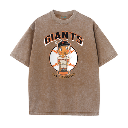 San Francisco Baseball Cartoon Graphic Vintage Washed T-Shirt
